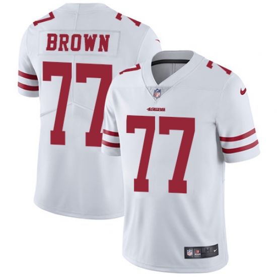 Men's Nike San Francisco 49ers 77 Trent Brown White Vapor Untouchable Limited Player NFL Jersey