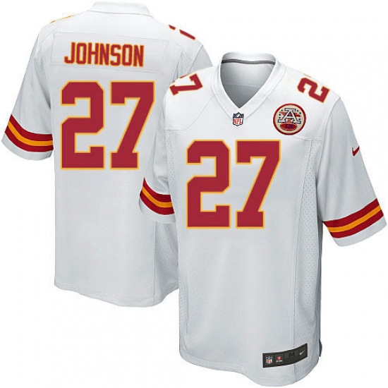 Men's Nike Kansas City Chiefs 27 Larry Johnson Game White NFL Jersey