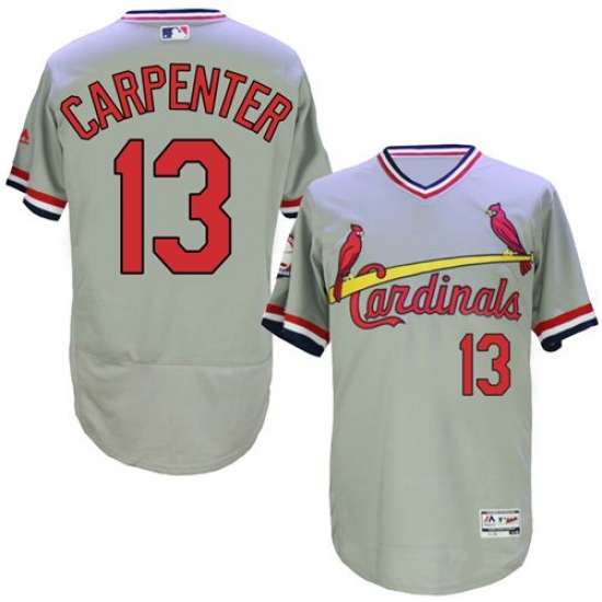 Men's Majestic St. Louis Cardinals 13 Matt Carpenter Grey Flexbase Authentic Collection Cooperstown MLB Jersey