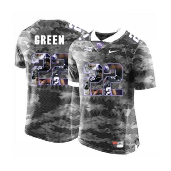 TCU Horned Frogs 22 Aaron Green Gray With Portrait Print College Football Limited Jersey