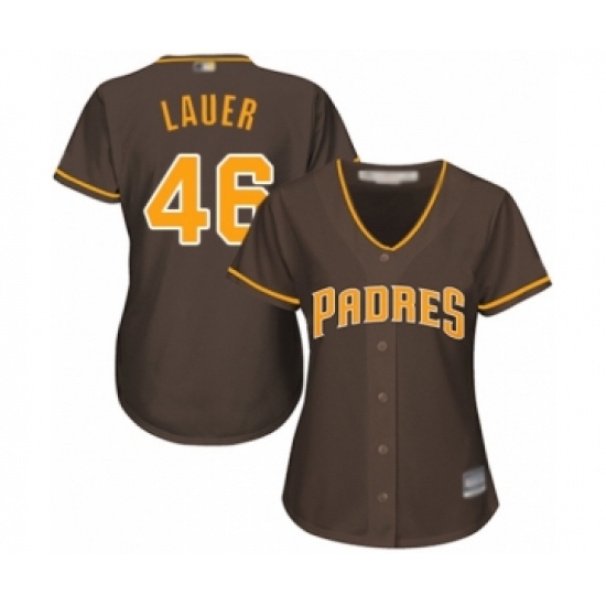 Women's San Diego Padres 46 Eric Lauer Authentic Brown Alternate Cool Base Baseball Player Jersey