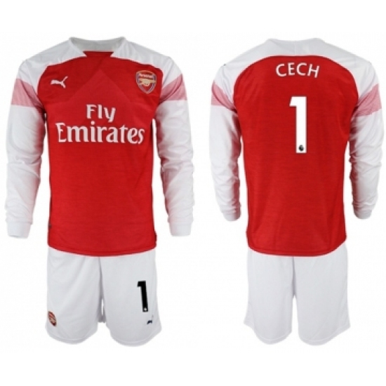 Arsenal 1 Cech Red Home Long Sleeves Soccer Club Jersey