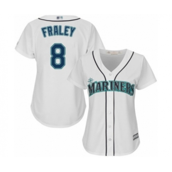 Women's Seattle Mariners 8 Jake Fraley Authentic White Home Cool Base Baseball Player Jersey