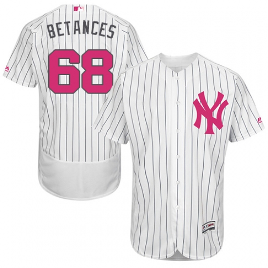 Men's Majestic New York Yankees 68 Dellin Betances Authentic White 2016 Mother's Day Fashion Flex Base MLB Jersey