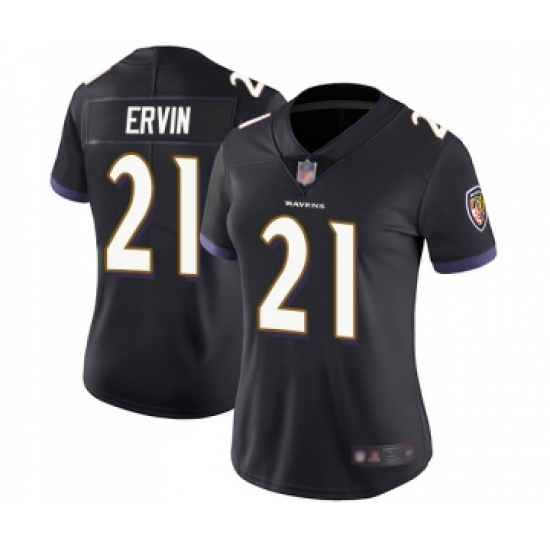 Women's Baltimore Ravens 21 Tyler Ervin Black Alternate Vapor Untouchable Limited Player Football Jersey