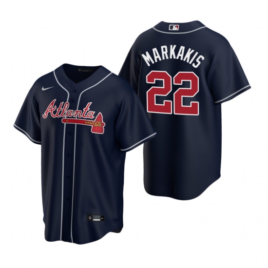 Men's Nike Atlanta Braves 22 Nick Markakis Navy Alternate Stitched Baseball Jersey
