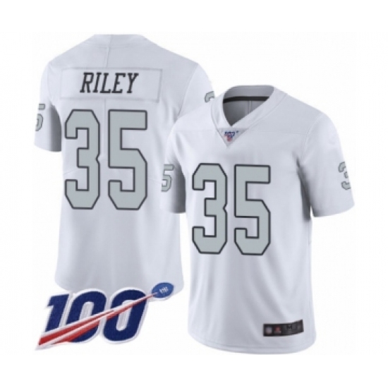 Men's Oakland Raiders 35 Curtis Riley Limited White Rush Vapor Untouchable 100th Season Football Jersey