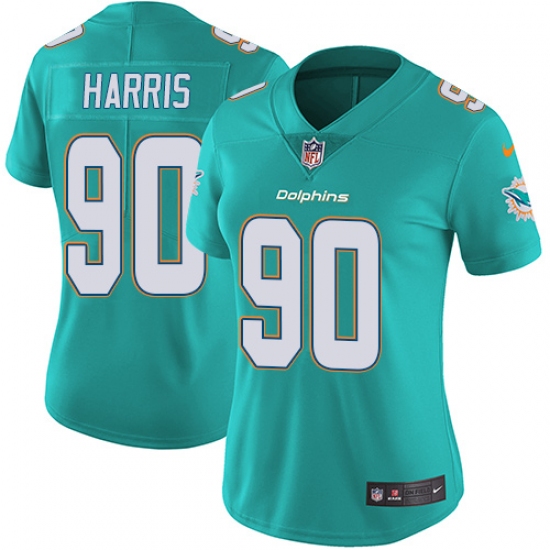 Women's Nike Miami Dolphins 90 Charles Harris Aqua Green Team Color Vapor Untouchable Limited Player NFL Jersey