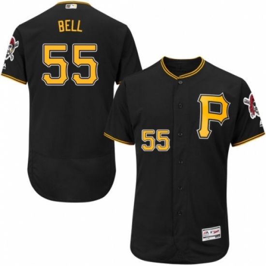 Men's Majestic Pittsburgh Pirates 55 Josh Bell Black Alternate Flex Base Authentic Collection MLB Jersey