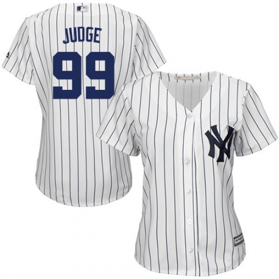 Women's Majestic New York Yankees 99 Aaron Judge Replica White Home MLB Jersey