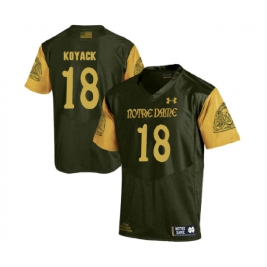 Notre Dame Fighting Irish 18 Ben Koyack Olive Green College Football Jersey