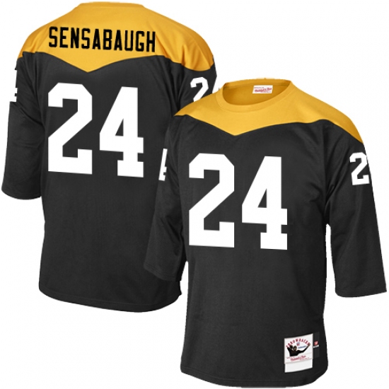 Men's Mitchell and Ness Pittsburgh Steelers 24 Coty Sensabaugh Elite Black 1967 Home Throwback NFL Jersey