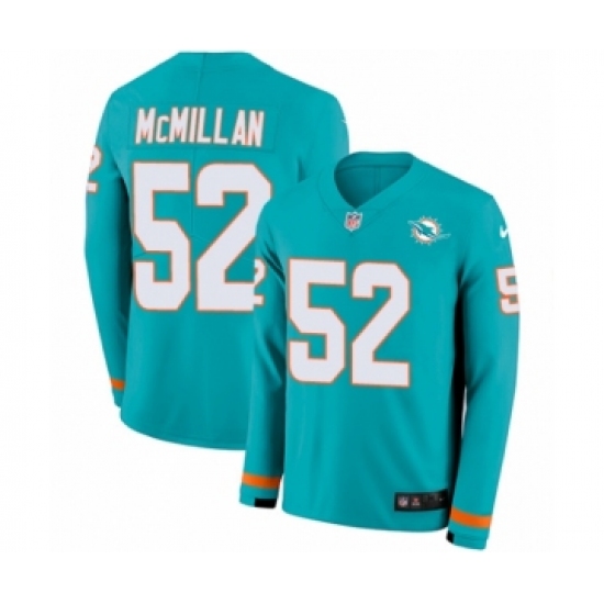 Men's Nike Miami Dolphins 52 Raekwon McMillan Limited Aqua Therma Long Sleeve NFL Jersey