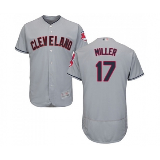 Men's Cleveland Indians 17 Brad Miller Grey Road Flex Base Authentic Collection Baseball Jersey