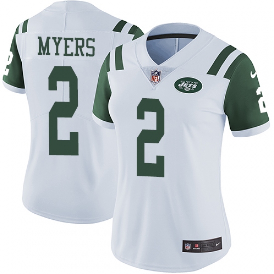 Women Nike New York Jets 2 Jason Myers White Vapor Untouchable Limited Player NFL Jersey