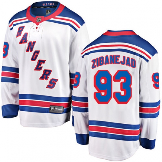 Men's New York Rangers 93 Mika Zibanejad Fanatics Branded White Away Breakaway NHL Jersey