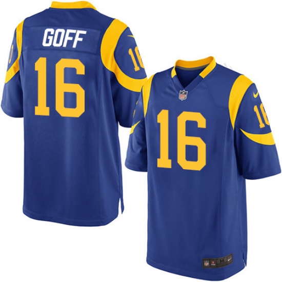Men's Nike Los Angeles Rams 16 Jared Goff Game Royal Blue Alternate NFL Jersey