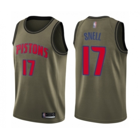 Men's Detroit Pistons 17 Tony Snell Swingman Green Salute to Service Basketball Jersey