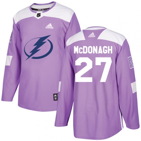 Men's Adidas Tampa Bay Lightning 27 Ryan McDonagh Authentic Purple Fights Cancer Practice NHL Jersey
