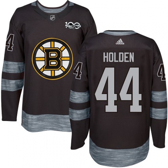 Men's Adidas Boston Bruins 44 Nick Holden Authentic Black 1917-2017 100th Anniversary NHL Jersey