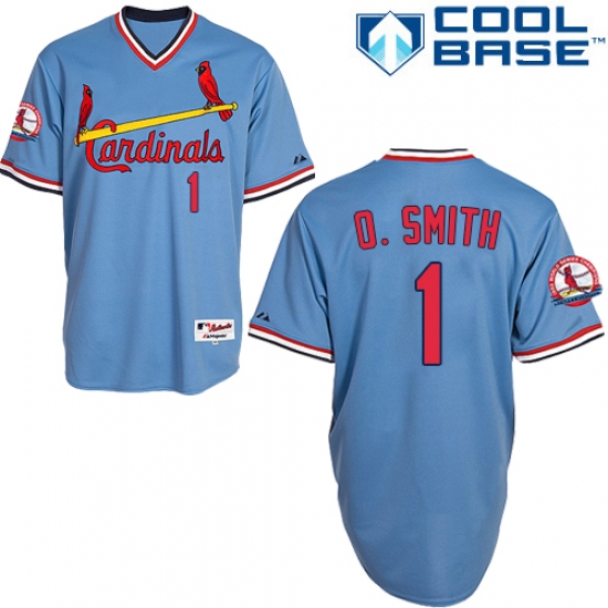 Men's Majestic St. Louis Cardinals 1 Ozzie Smith Replica Blue 1982 Turn Back The Clock MLB Jersey
