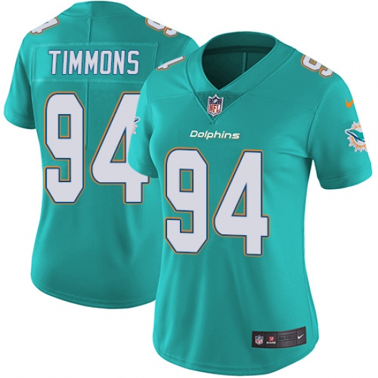 Women's Nike Miami Dolphins 94 Lawrence Timmons Aqua Green Team Color Vapor Untouchable Limited Player NFL Jersey