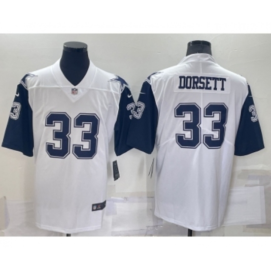 Men's Dallas Cowboys 33 Tony Dorsett White Color Rush Stitched NFL Nike Limited Jersey