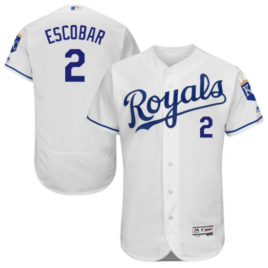 Men's Majestic Kansas City Royals 2 Alcides Escobar White Flexbase Authentic Collection MLB Jersey