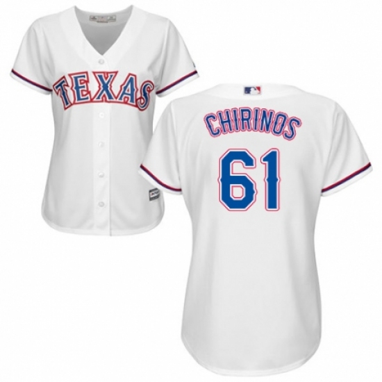 Women's Majestic Texas Rangers 61 Robinson Chirinos Replica White Home Cool Base MLB Jersey