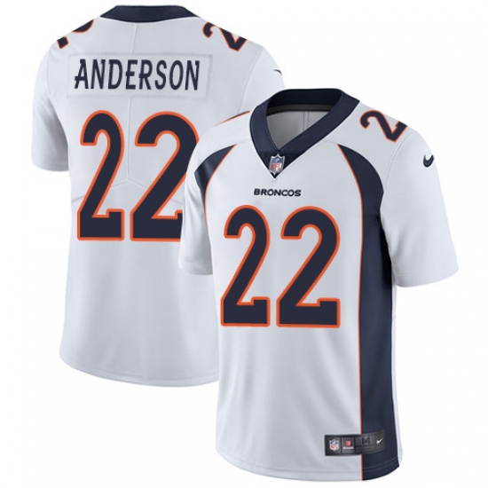Men's Nike Denver Broncos 22 C.J. Anderson White Vapor Untouchable Limited Player NFL Jersey