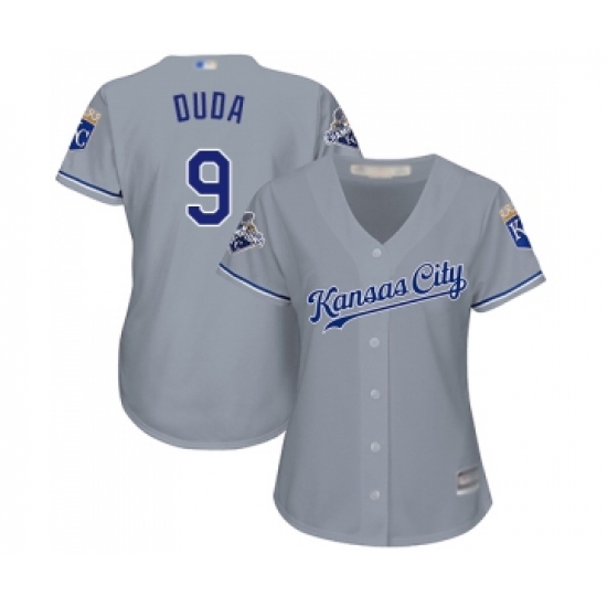 Women's Kansas City Royals 9 Lucas Duda Replica Grey Road Cool Base Baseball Jersey