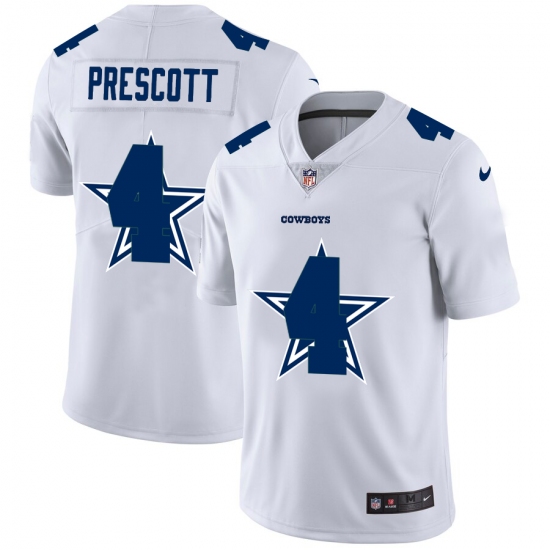 Men's Dallas Cowboys 4 Dak Prescott White Nike White Shadow Edition Limited Jersey