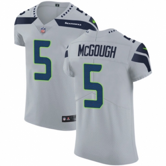 Men's Nike Seattle Seahawks 5 Alex McGough Grey Alternate Vapor Untouchable Elite Player NFL Jersey