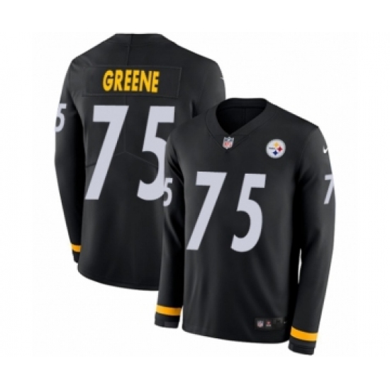 Youth Nike Pittsburgh Steelers 75 Joe Greene Limited Black Therma Long Sleeve NFL Jersey