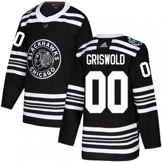 Youth Adidas Chicago Blackhawks 00 Clark Griswold Authentic Black 2019 Winter Classic NHL Jersey