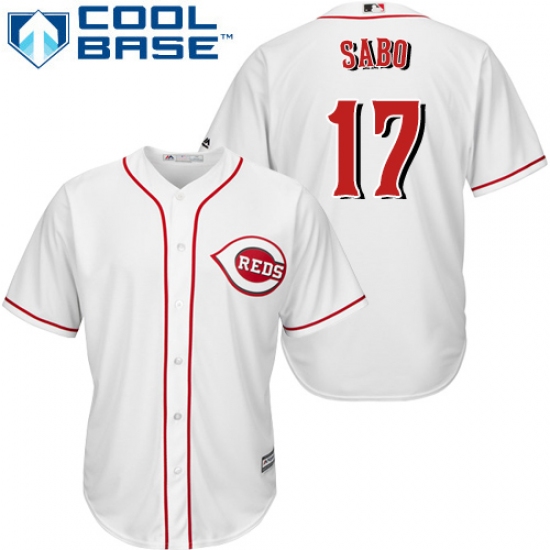 Youth Majestic Cincinnati Reds 17 Chris Sabo Authentic White Home Cool Base MLB Jersey