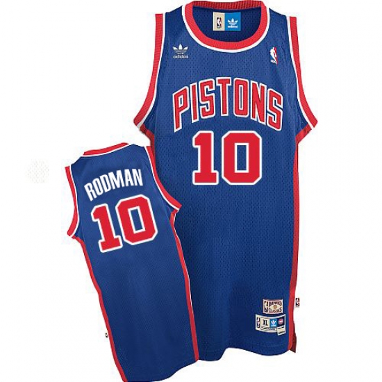 Men's Adidas Detroit Pistons 10 Dennis Rodman Swingman Blue Throwback NBA Jersey