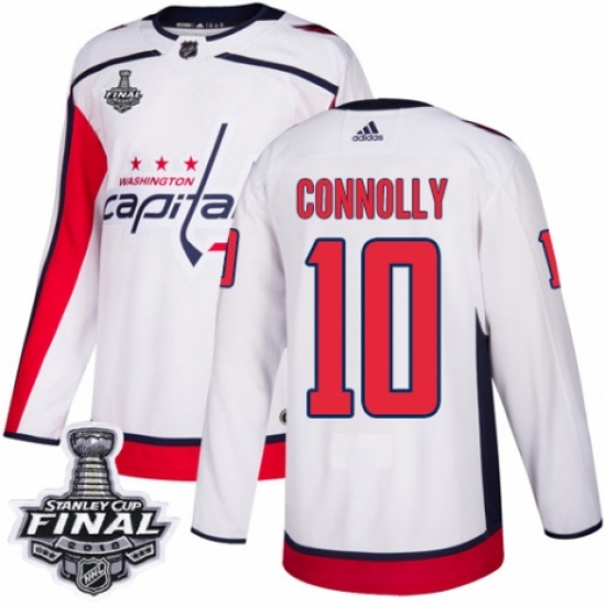 Youth Adidas Washington Capitals 10 Brett Connolly Authentic White Away 2018 Stanley Cup Final NHL Jersey
