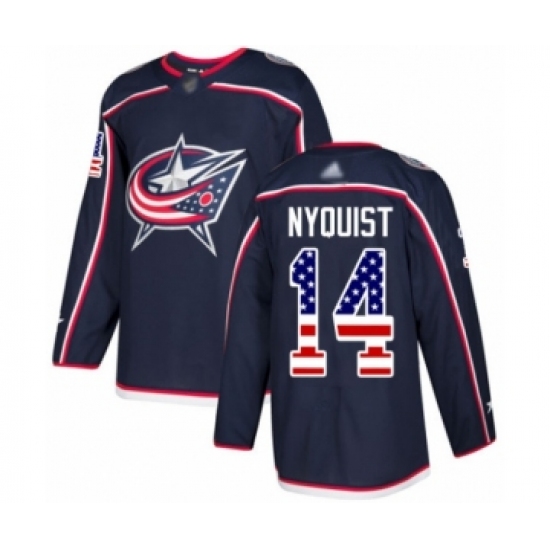 Youth Columbus Blue Jackets 14 Gustav Nyquist Authentic Navy Blue USA Flag Fashion Hockey Jersey