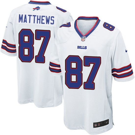 Men's Nike Buffalo Bills 87 Jordan Matthews Game White NFL Jersey