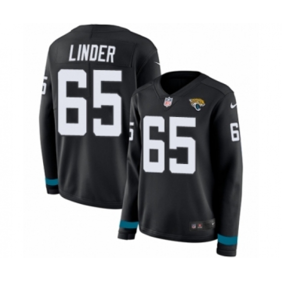 Women's Nike Jacksonville Jaguars 65 Brandon Linder Limited Black Therma Long Sleeve NFL Jersey