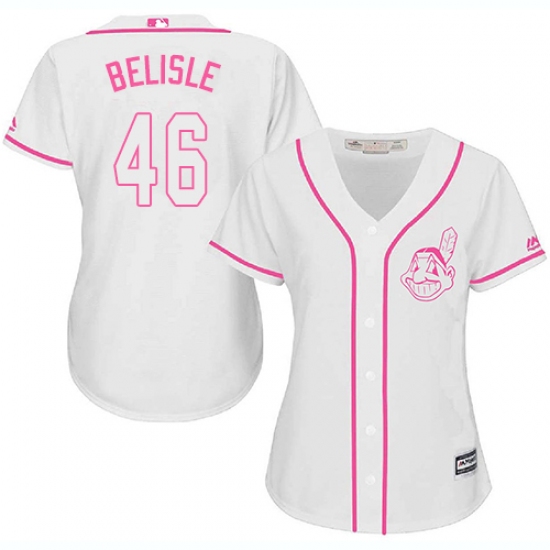 Women's Majestic Cleveland Indians 46 Matt Belisle Replica White Fashion Cool Base MLB Jersey