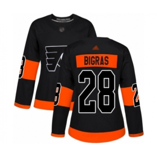 Women's Philadelphia Flyers 28 Chris Bigras Authentic Black Alternate Hockey Jersey