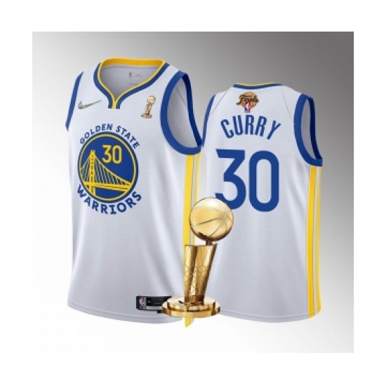 Men's Golden State Warriors 30 Stephen Curry White 2022 NBA Finals Champions Stitched Jersey