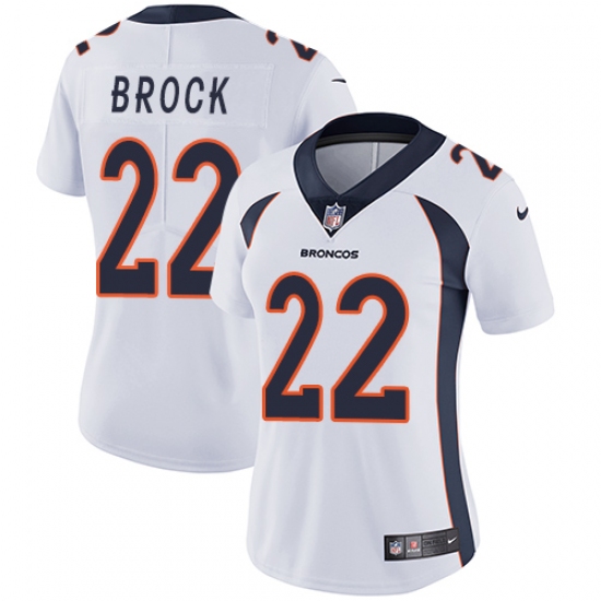 Women Nike Denver Broncos 22 Tramaine Brock White Vapor Untouchable Limited Player NFL Jersey