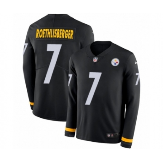 Youth Nike Pittsburgh Steelers 7 Ben Roethlisberger Limited Black Therma Long Sleeve NFL Jersey