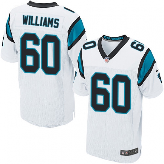 Men's Nike Carolina Panthers 60 Daryl Williams Elite White NFL Jersey