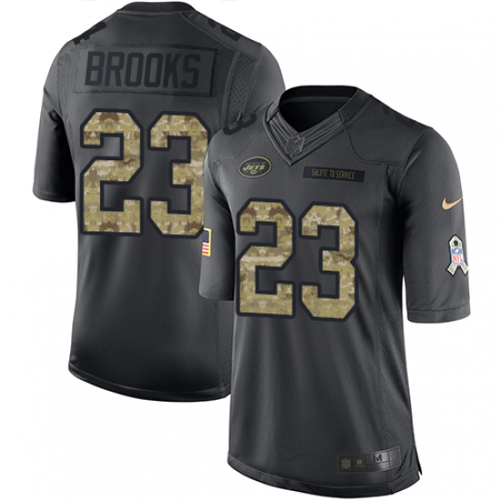Youth Nike New York Jets 23 Terrence Brooks Limited Black 2016 Salute to Service NFL Jersey