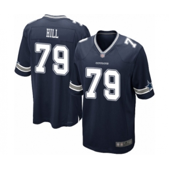 Men's Dallas Cowboys 79 Trysten Hill Game Navy Blue Team Color Football Jersey