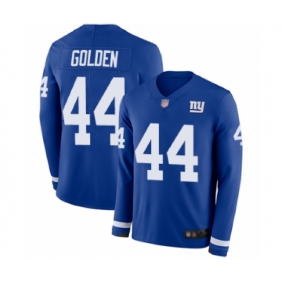 Men's New York Giants 44 Markus Golden Limited Royal Blue Therma Long Sleeve Football Jersey